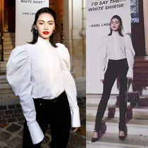 2022 Spring Dress New Bubble Cuff Shirt Woman Design Sensation Small Crowdcourt Windy Palace Wind White Shirt Superior Blouse