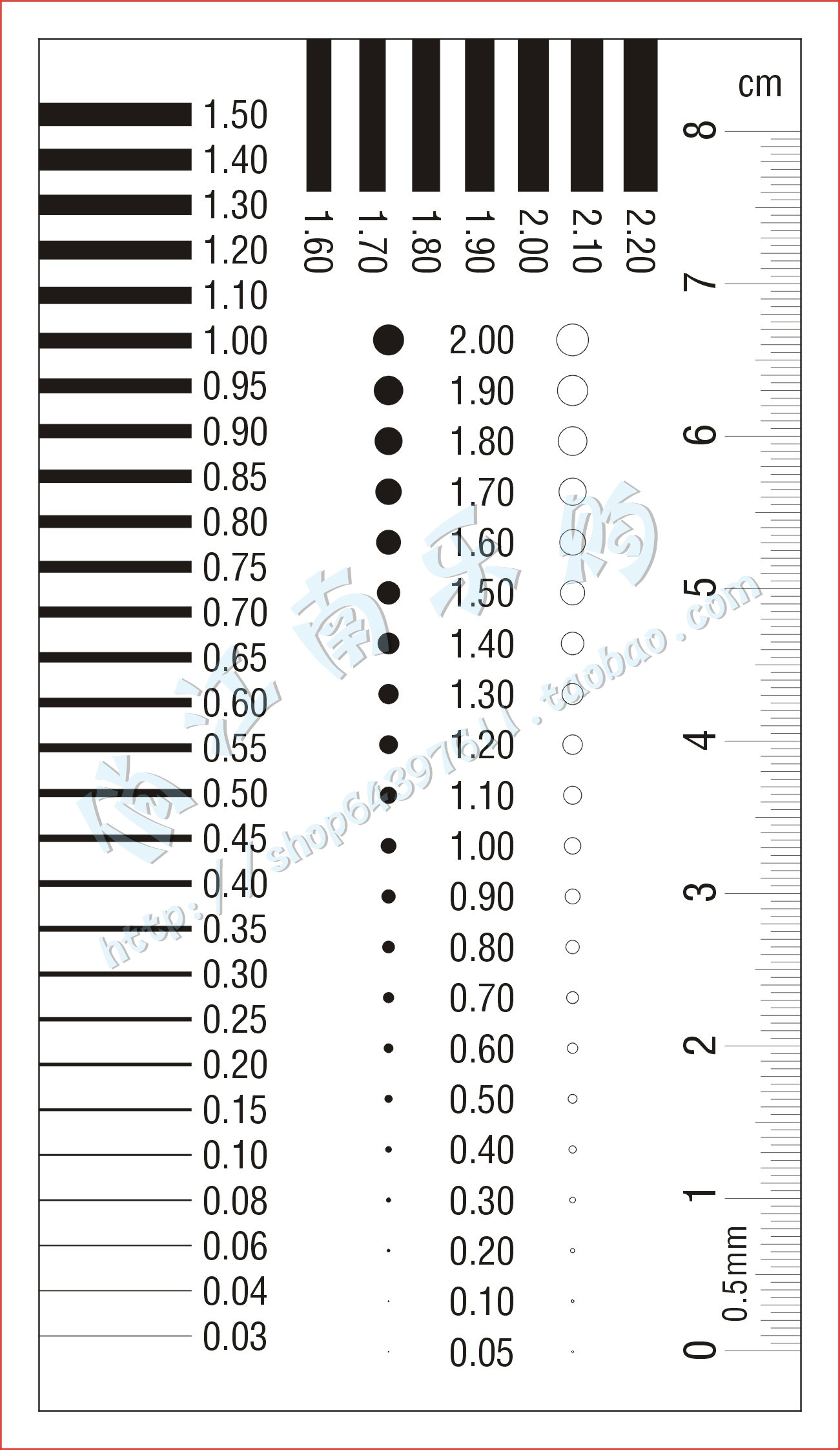 Badge gauge Filin ruler point gauge line gauge stain crack comparison card scratch transparent ruler 50x90mm