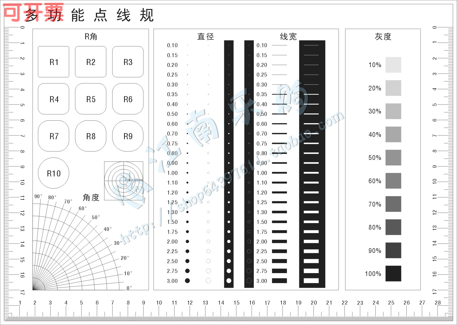 Point Gauge A4 Stain Count Card Fine Work Point Line Gauge Fillin Ruler comparison card Stain Gauge Multifunction Gauge Inspection Against card