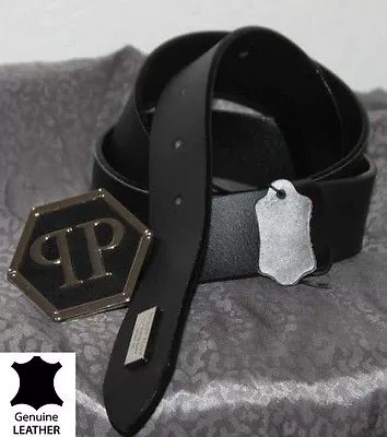 Cửa hàng ở nước ngoài mua Philipp plein Thời trang đen đơn giản Nam và nữ - Thắt lưng dây lưng nữ