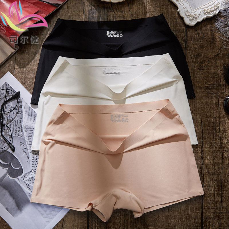 Couple ice silk seamless underwear women's anti-lighting safety pants unisex boxer pants thin men can wear underwear