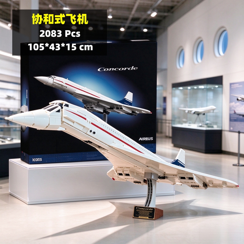 Concorde Aircraft Space Passenger Plane Adult High-Difficulty Large-Scale Boys' Educational Building Block Toy Model
