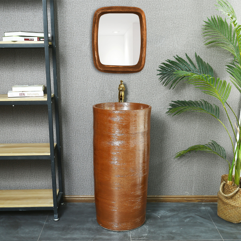 King beautiful ceramic balcony column vertical lavabo Nordic toilet basin hotel contracted pillar type lavatory