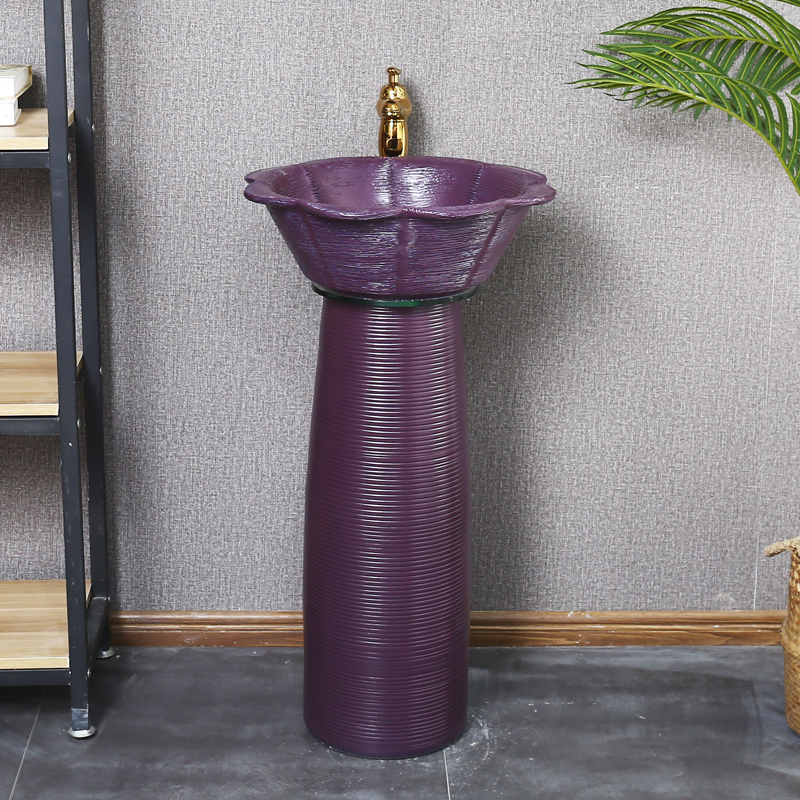 Tom king Nordic ceramic column basin sink basin integrated hotel home small family pillar type lavatory pool