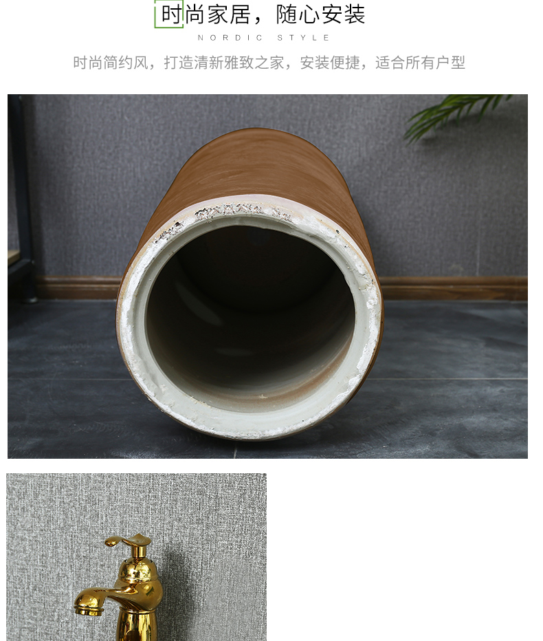 King beautiful ceramic balcony column vertical lavabo Nordic toilet basin hotel contracted pillar type lavatory