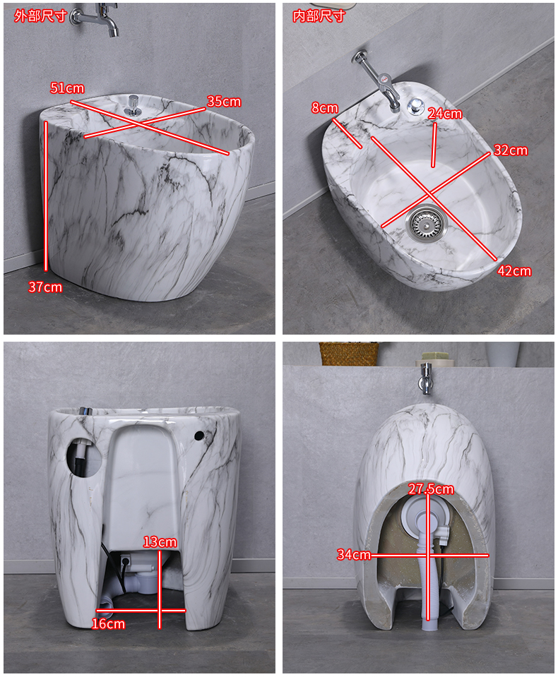 European marble ceramic wash mop pool large household balcony floor toilet basin mop pool tank