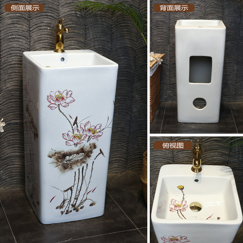 Chinese art ceramic floor vertical lavatory basin of one pillar toilet basin pillar lavabo