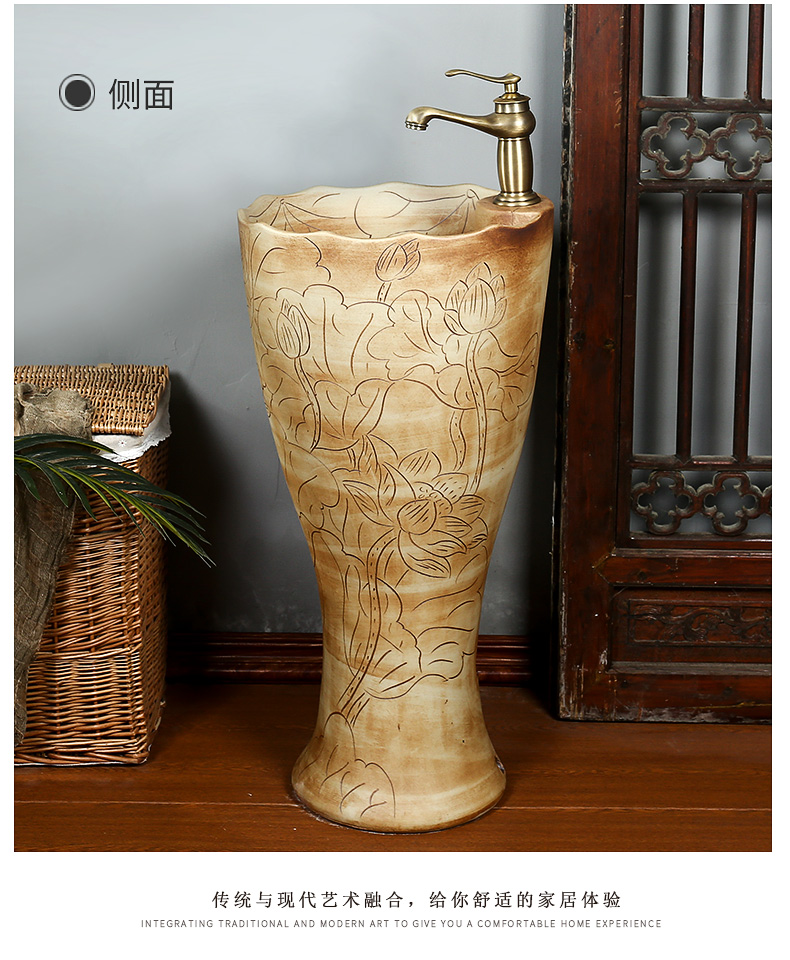 What king of Chinese style arts column basin ceramic pillar lavabo courtyard villa floor type lavatory restoring ancient ways