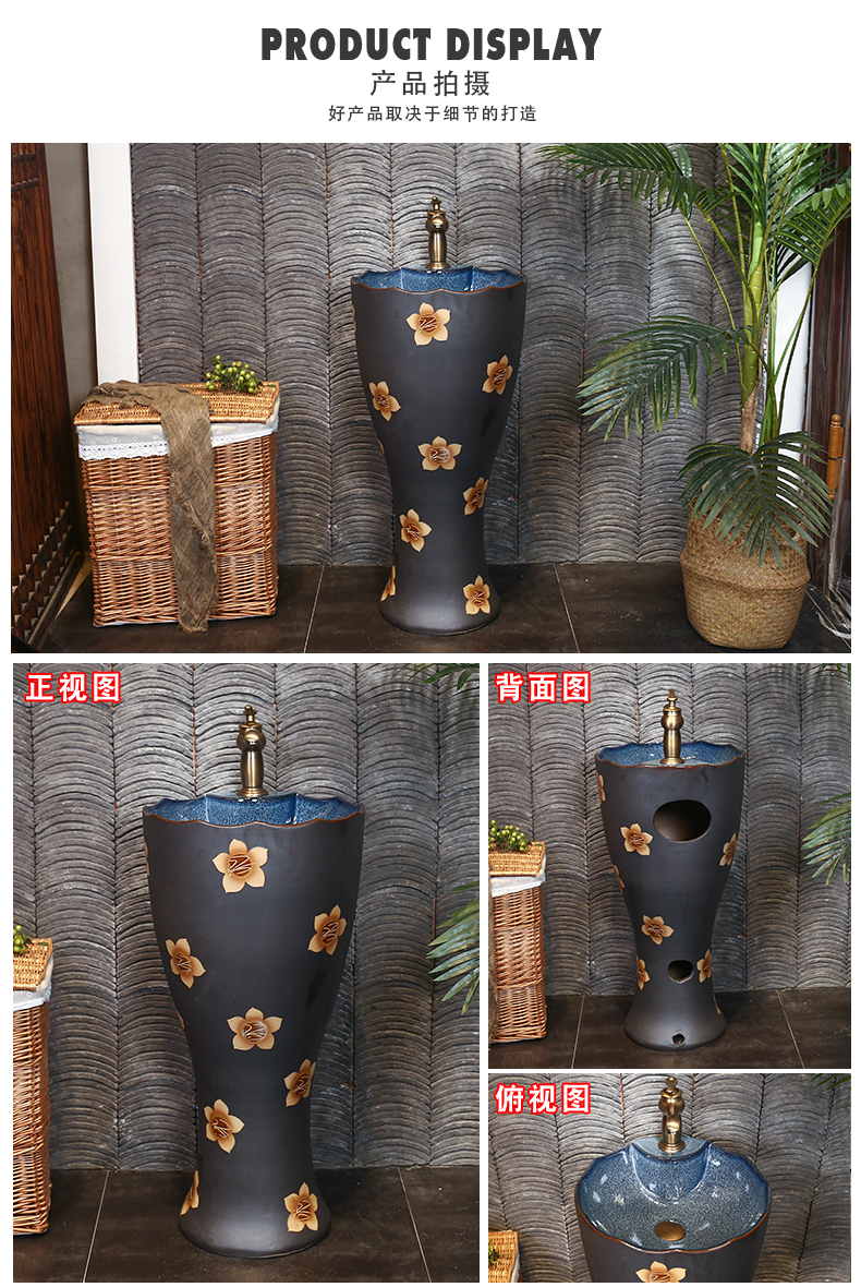 What king of pillar basin ceramic Chinese style restoring ancient ways basin of pillar type lavatory floor the sink a body art column