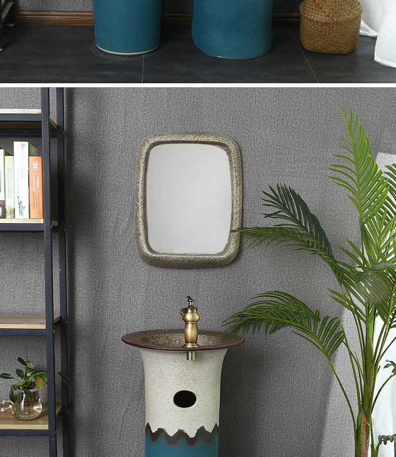 Basin of Chinese style restoring ancient ways ceramic column vertical integrated lavabo floor pillar lavabo art Basin