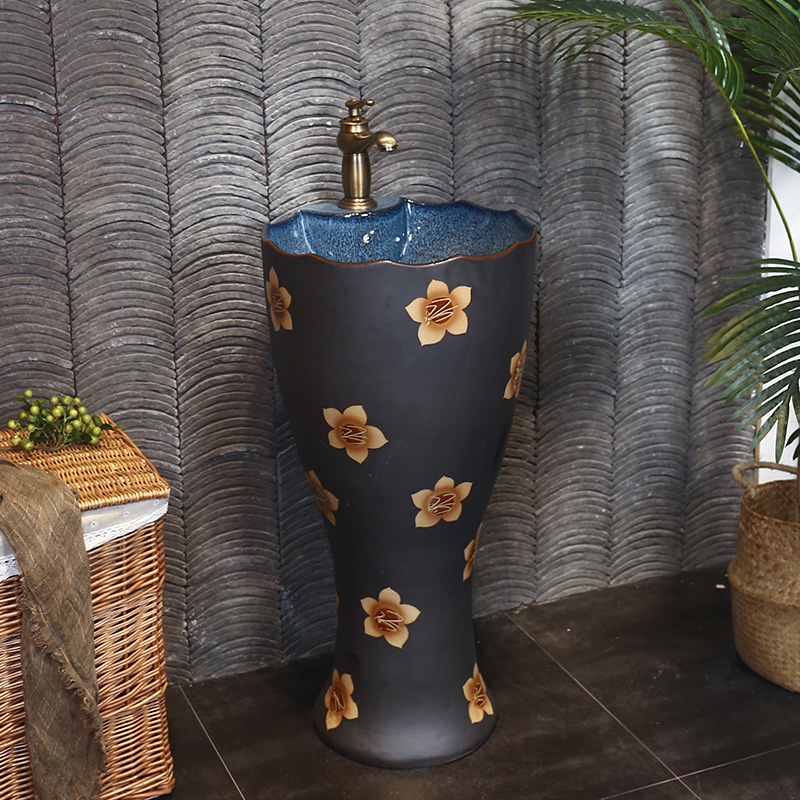 What king of pillar basin ceramic Chinese style restoring ancient ways basin of pillar type lavatory floor the sink a body art column
