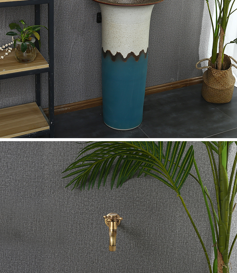 Basin of Chinese style restoring ancient ways ceramic column vertical integrated lavabo floor pillar lavabo art Basin
