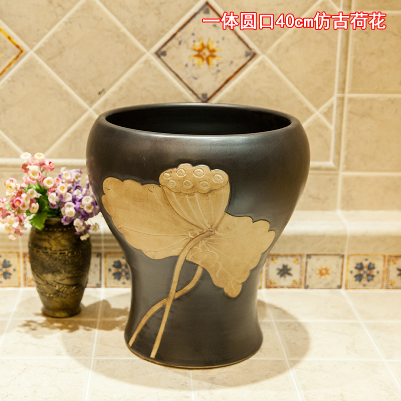 Art mop mop pool balcony toilet one - piece hukou archaize ceramic mop basin 40 cm lotus pool