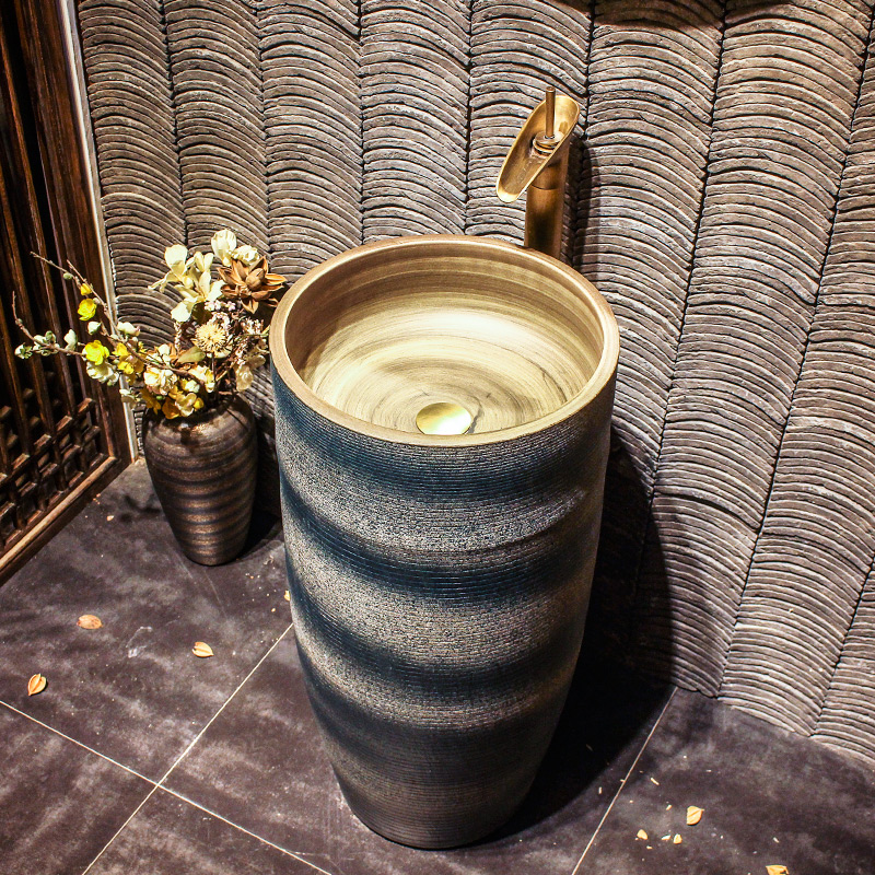 Lavabo ceramic column basin bathroom balcony one pillar type lavatory home floor sink to wash your hands