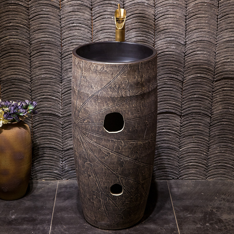 Vertical lavatory ceramic basin of archaize floor pillar integrated is suing balcony is suing garden pillar lavabo