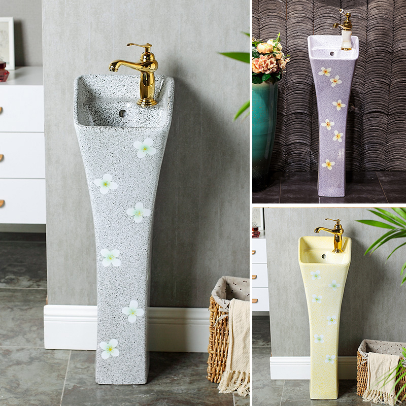 Ceramic basin of pillar type lavatory small toilet art basin integrated floor balcony sink