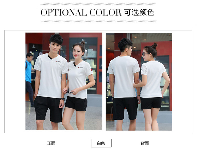 Mùa hè những người yêu thích thể thao cotton ngắn tay quần short nam giới và phụ nữ thể thao giản dị mùa hè V-Cổ chạy quần áo bộ quần áo gió nam adidas