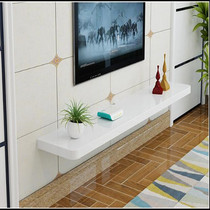 Solid wood paint shelf Wall TV background Wall Wall wall hanging rack single partition set-top box storage rack wall hanging