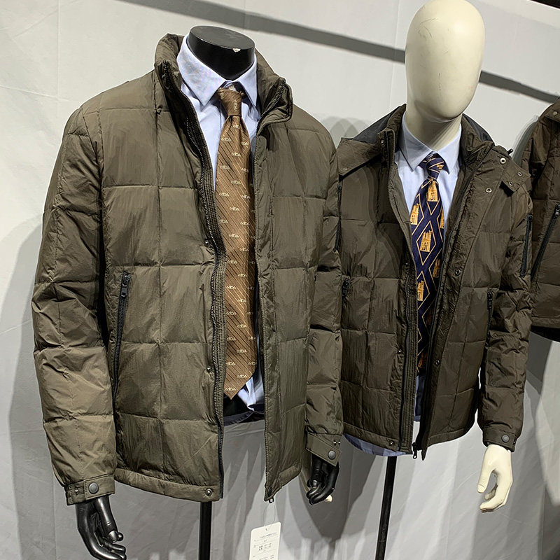 Day single warm winter style men's cap detachable minimalist down jacket short of pure color outwear down jacket tide