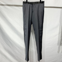 Wool Fabric Spring Summer Slim Fit Mens Suit Pants Mens Brocade Black Side Gown Pants Pure Color Dressing Business West Pants