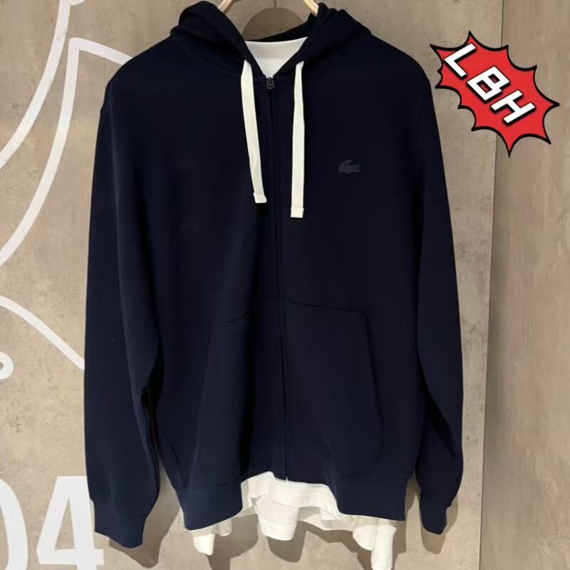 Lacoste French Crocodile 2023 Autumn Men's Classic Solid Color Zipper Sweatshirt Hoodie Sh8882