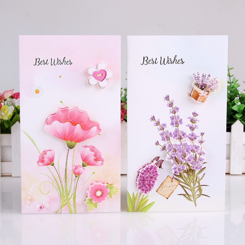 8 flowers three-dimensional birthday cards three-dimensional handwriting blank blessing card New year gratitude message card