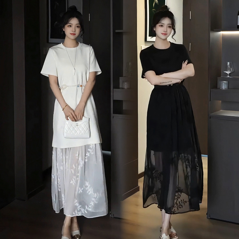 Elegant Dress for Women, Two-Piece Set, 2026 Summer New Style, High-End French Style, Loose Fit, Tummy-Concealing, Slimming, Elegant Long Dress