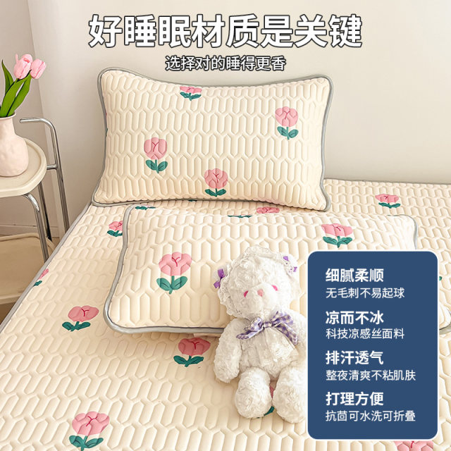 Class A summer ice silk Thai latex soft mat three-piece set bed type dormory single summer mat washable