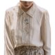 Beige embroidered shirt women 2023 early autumn new French retro single-breasted long-sleeved shirt loose all-match top