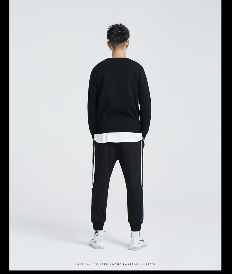 Áo len cổ tròn mùa thu mới của UOOHE2018 áo bomber