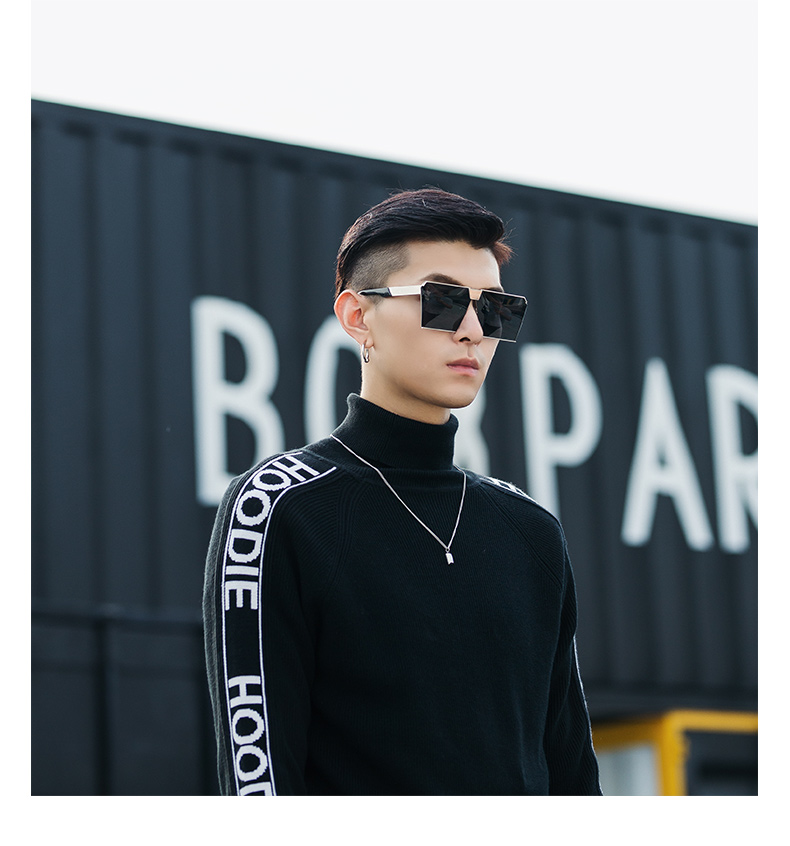 UOOHE mùa đông mới cao cổ áo len nam Hàn Quốc phiên bản của xu hướng cá tính jacquard thời trang thể thao nam áo len áo len kiểu hàn quốc cực đẹp