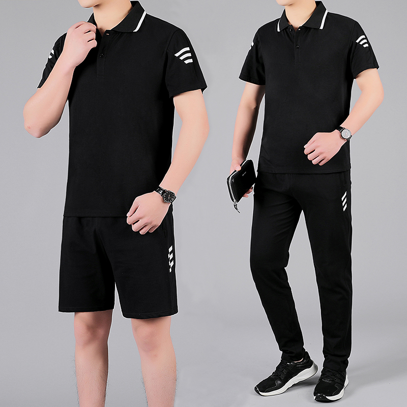 Middle-aged sports suit men's summer new short-sleeved trousers men's casual sportswear Dad summer suit