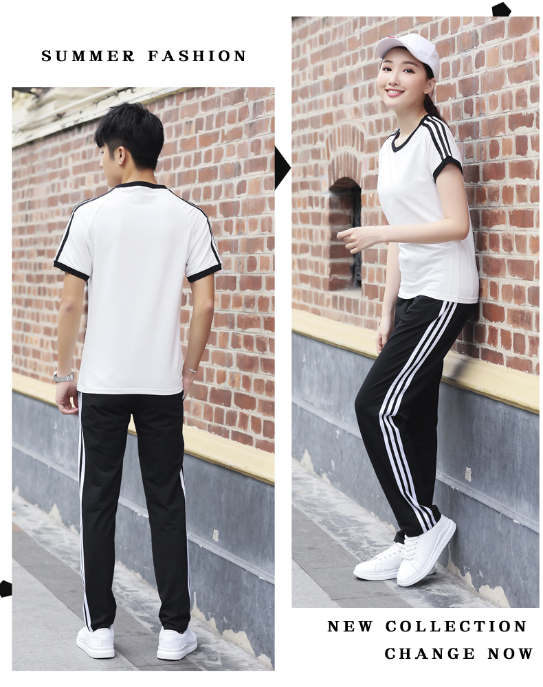 Mùa hè phù hợp với thể thao nam và nữ vài chiếc quần ngắn tay thể thao in logo tùy chỉnh trang phục thể thao chạy - Thể thao sau bộ adidas nữ mùa hè