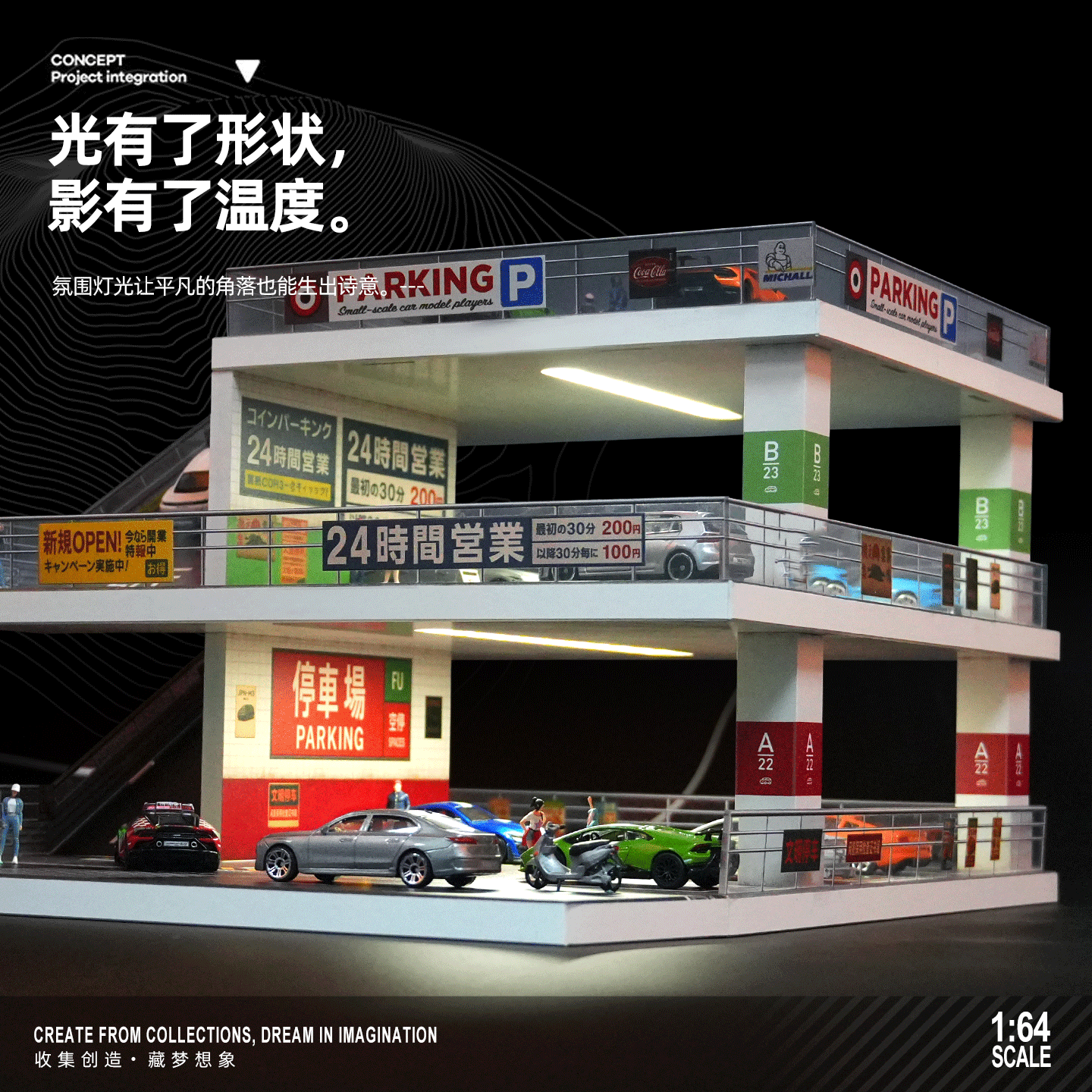 Toy Car Parking Lot Model Suitable for Hot Wheels Alloy Car Toy Display Box Scene Decoration for Boys