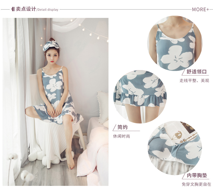 Mang theo của riêng bạn ngực pad áo ngực nightdress cô gái Hàn Quốc phiên bản của đồ ngủ cotton yếm trong sexy mùa hè nhà dịch vụ ăn mặc