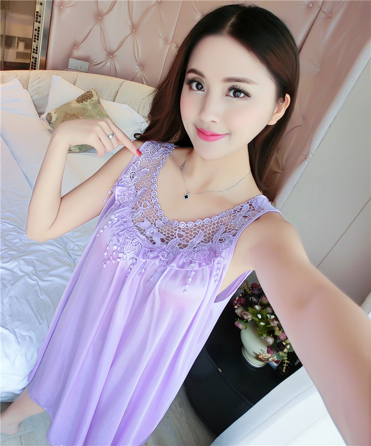 Mùa hè nightdress nữ phần mỏng băng lụa sling váy dài kích thước lớn £ 200 sexy cám dỗ Hàn Quốc đồ ngủ của phụ nữ dịch vụ nhà