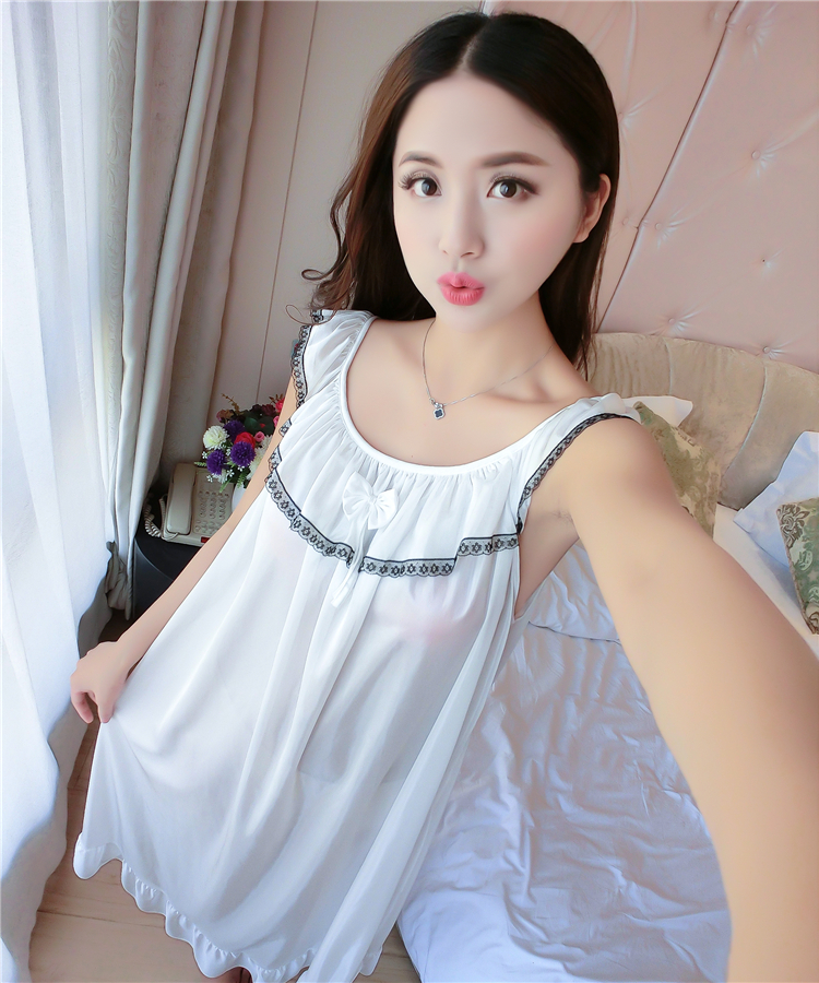 Ladies sling nightdress mùa hè lụa kích thước lớn chất béo MM200 £ sexy phụ nữ mang thai kích thước lớn ice silk đồ ngủ của phụ nữ váy