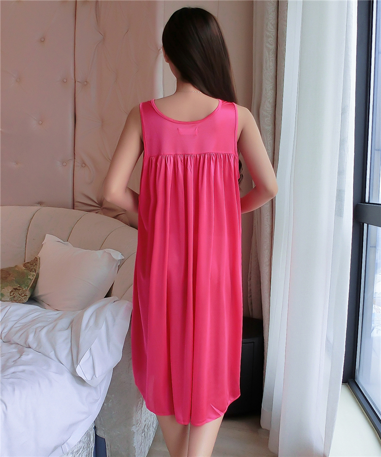 Nightdress nữ mùa hè không tay voan cộng với chất béo kích thước lớn chất béo MM200 kg lỏng ladies sexy ice silk đồ ngủ phần dài