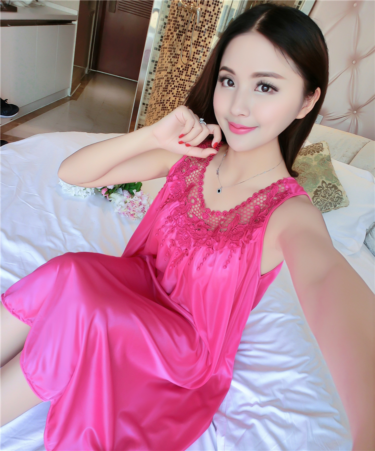 Mùa hè cộng với chất béo lớn kích thước của phụ nữ lụa nightdress tay cám dỗ sexy chiffon mùa hè phần mỏng băng lụa ngắn tay đồ ngủ