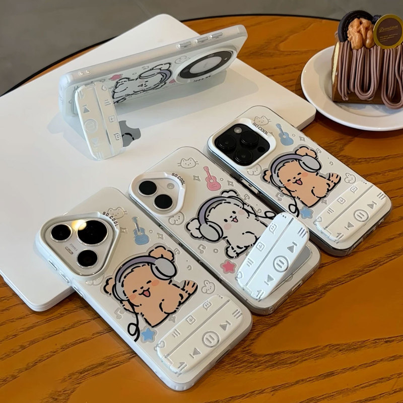 Fun Earphone Case with Little Brown Dog and White Dog Design, Suitable for Apple 16 Pro, iPhone 15 Max, Xiaomi 13, Huawei Mate 70, K80, Nova 14, Oppo Reno 11, Iqoo 12, P50, Honor 30