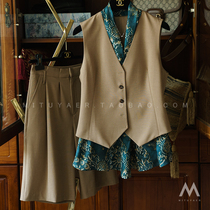 Clothing item in order to wear really knocks trendy printed splicing horse clip wide leg mid-pants suit