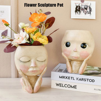Hand-painted Girl Vase Home Tabletop Sculpture Pendulum
