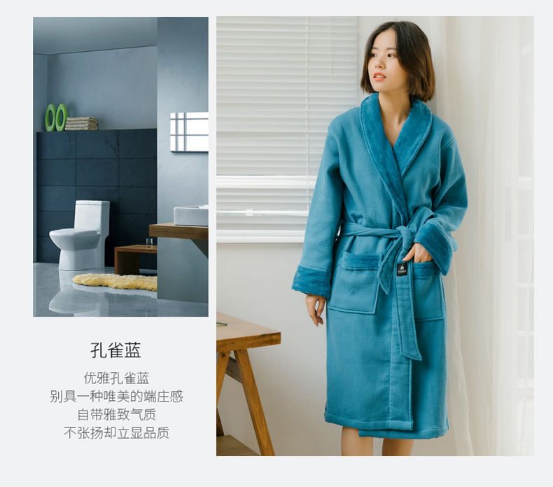 Áo choàng tắm khách sạn năm sao nam nữ áo choàng tắm nguyên chất khăn bông chất liệu áo ngủ dày mùa thu và mùa đông cặp đôi hấp thụ nước - Khăn tắm / áo choàng tắm khăn tắm lông cừu hàn quốc