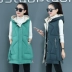Mùa đông năm 2021 mùa đông xuống áo vest nữ vải cotton dài trung phiên bản Hàn Quốc rộng rãi dày ấm áo vest phụ nữ cộng với kích thước áo khoác - Áo vest