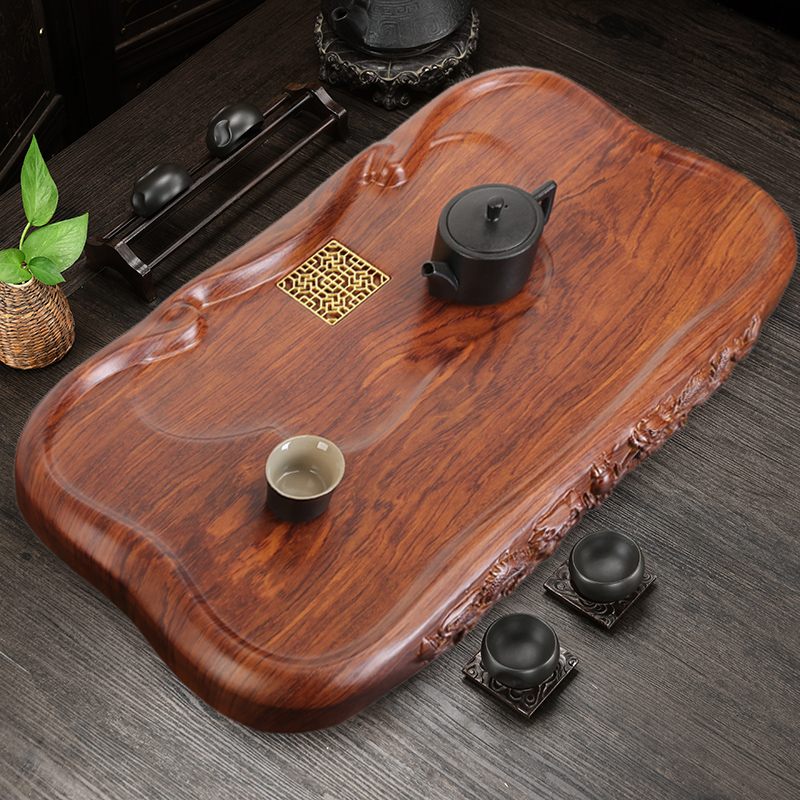 Tea tray Household solid wood rectangular tray Kung Fu tea set Small size tea sea Japanese drainage wooden pear tea table