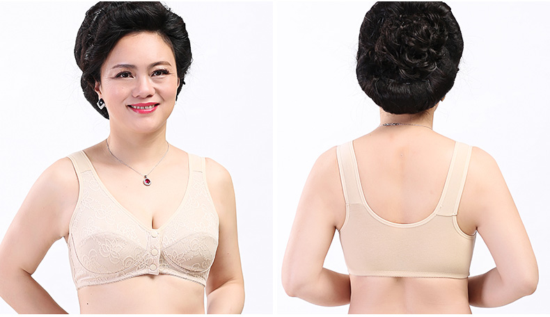 Người trung niên và người lớn tuổi ở Nam Cực đồ lót kích thước lớn của phụ nữ áo vest kiểu cotton phía trước khóa mẹ cotton không có vòng thép áo lót k dây
