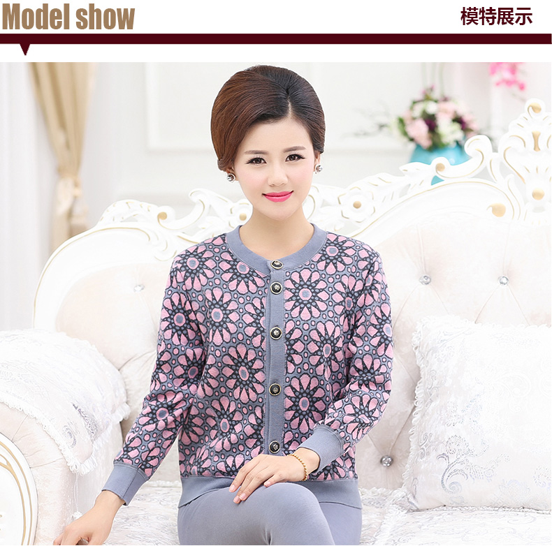 Nam Cực và trung niên áo len nhiệt tuổi cộng với nhung dày phụ nữ mùa đông mẹ già XL phù hợp đồ bộ đẹp