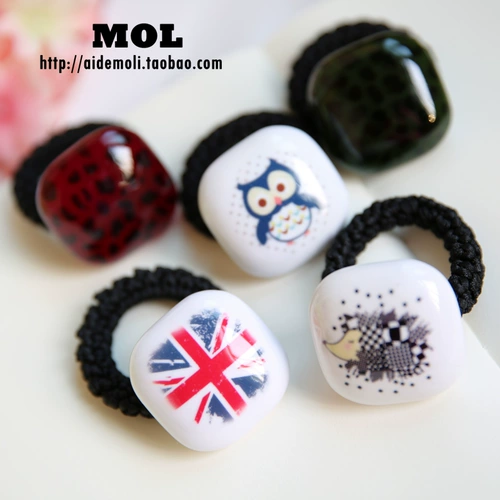 Импортированные из Кореи аксессуары для волос AZNAVOUR/AZ, сова/леопардовый принт, сахарный кубик, пуговица, большая квадратная толстая веревка для волос, резинка для волос