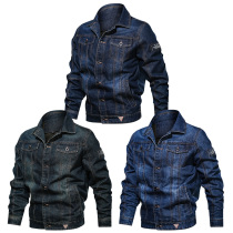 2020 New Spring and Autumn Casual Mens Denim Jacket Multi-Pocket Lapel Medium Short Jacket Windbreaker Available in Large Sizes