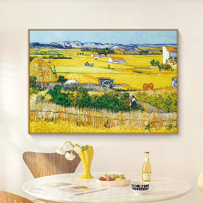 Van Gogh's Harvest Oil Painting, a World-Famous Painting, Decorative Painting for the Living Room Sofa Background Wall, Grand Dining Room Wall Art, Triptych Hanging Painting